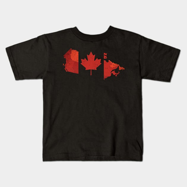 Vintage Canada Flag Kids T-Shirt by paola.illustrations